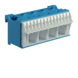 N-kapocsblokk QuickConnenct kék 1P 63A csavarmentes 14csatl./<6mm2 4csatl./25mm2 KN Hager