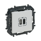 NiloéStep USB töltőaljzat A+C 3000mA/ 5V süllyesztett fehér IP40 LEGRAND