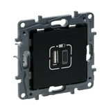 NiloéStep USB töltőaljzat A+C 3000mA/ 5V süllyesztett fekete IP40 LEGRAND