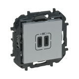 NiloéStep USB töltőaljzat C+C 3000mA/ 5V süllyesztett alumínium IP40 LEGRAND