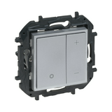 NiloéStep fényerőszabályzó 2vez. betét közp. fedéllel nyomógomb alumínium 3-125W LEGRAND