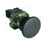 Nyomógomb komplett fém d22 40mm 3A fekete gomba visszaugró 1z csavaros kerek IP42 TRACON