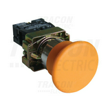 Nyomógomb komplett fém d22 40mm 3A sárga gomba visszaugró 1z csavaros kerek IP42 TRACON