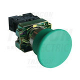 Nyomógomb komplett fém d22 40mm 3A zöld gomba visszaugró 1z csavaros kerek IP42 TRACON
