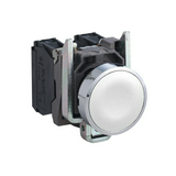 Nyomógomb komplett fém d22 fehér lapos visszaugró 1z csavaros kerek IP66 Harmony XB4 Schneider