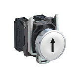 Nyomógomb komplett fém d22 fehér lapos visszaugró 1z csavaros kerek IP66 Harmony XB4 Schneider