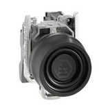 Nyomógomb komplett fém d22 fekete/fehér magas visszaugró 1z csavaros kerek Harmony XB4 Schneider