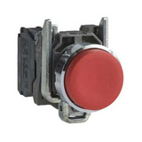 Nyomógomb komplett fém d22 piros/zöld magas visszaugró 1ny csavaros kerek Harmony XB4 Schneider
