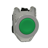 Nyomógomb komplett fém d22 zöld lapos visszaugró 1z csavaros kerek IP66 Harmony XB4 Schneider