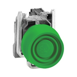 Nyomógomb komplett fém d22 zöld magas visszaugró 1z csavaros kerek IP66 Harmony XB4 Schneider