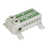 PE-kapocs elosztóblokk 75A 2x25csavaros+14x4mm2rugós  zöld 1P 25mm2/ KS741PE FTG