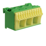 PE-kapocsblokk QuickConnenct zöld-sárga 1P 63A csavarmentes 11csatl./<6mm2 3csatl./25mm2 KN Hager