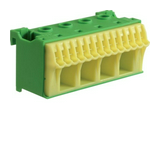 PE-kapocsblokk QuickConnenct zöld-sárga 1P 63A csavarmentes 14csatl./<6mm2 4csatl./25mm2 KN Hager