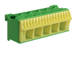 PE-kapocsblokk QuickConnenct zöld-sárga 1P 63A csavarmentes 17csatl./<6mm2 5csatl./25mm2 KN Hager