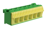 PE-kapocsblokk QuickConnenct zöld-sárga 1P 63A csavarmentes 20csatl./<6mm2 6csatl./25mm2 KN Hager