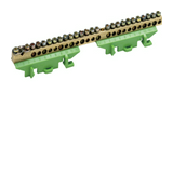 PE-kapocsblokk zöld-sárga 60A csavaros 13csatl./10mm2 11csatl./16mm2 1csatl./25mm2 KM Hager