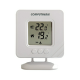 RF szobatermosztát LCD +2xAAA1,5V-elem +868MHz vevő 5°C- 30°C elem falonkívüli  fűtés QUANTRAX