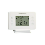 RF szobatermosztát programozható LCD +2xAA1,5V-elem +vevő digitális 5-30°C 8A 230V fehér QUANTRAX