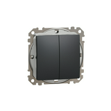 SednaÚj 105 2x1P csillárkapcsoló betét adapterrel antracit süllyesztett rugós IP44 Schneider