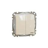 SednaÚj 105 2x1P csillárkapcsoló betét adapterrel bézs süllyesztett rugós IP44 Schneider