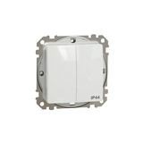 SednaÚj 105 2x1P csillárkapcsoló betét adapterrel fehér süllyesztett rugós IP44 Schneider