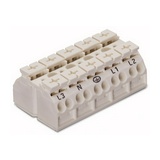 Sorkapocsblokk L3+N+PE-L1+L2 4mm2 fehér 5P csavaros 5csatl./<6mm2 WAGO