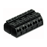 Sorkapocsblokk L3+N+PE-L1+L2 4mm2 fekete 5P csavaros 5csatl./<6mm2 WAGO