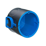 Süllyesztett szerelvénydoboz téglafalba hangszigetelt kerek 60mm-átmérő műanyag kék KAISER