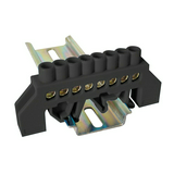 Szigetelt N/PE-sín 6x9mm 8x2,5-16mm2 fekete 63A sárgaréz kezeletlen TRACON