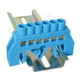 Szigetelt N-sín 6x9mm 6x2,5-16mm2 kék 63A sárgaréz kezeletlen TRACON