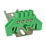 Szigetelt PE-sín 6x9mm 4x2,5-16mm2 zöld 63A sárgaréz kezeletlen TRACON