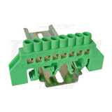 Szigetelt PE-sín 6x9mm 8x2,5-16mm2 zöld 63A sárgaréz kezeletlen TRACON