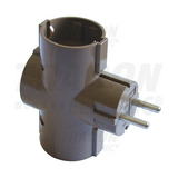 T-elosztódugó DIN(F)->3xDIN(F) barna 16A 250V TRACON