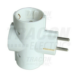T-elosztódugó DIN(F)90°->3xDIN(F) fehér 16A 250V TRACON