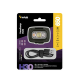 LED fejlámpa 650lm 100m 5h vörös fény 1,8Ah/Li-Ion USB-C IPX4 1x akku teleppel műanyag Technik