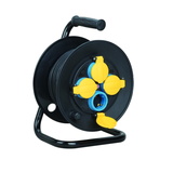 Kábeldob kapcsolóval fekete +csapófedél H07RN-F 3x 1.5mm2 50m 4x2P+E/230V IP12 Technik