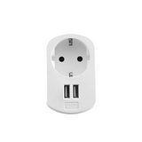 Dugaljadapter DIN(F)->DIN(F) 3500W +túlfeszvédő fehér 16A 250V 2xUSB-töltő Professional Technik