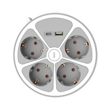Dugaljsáv kerek design +kapcsoló 1.5mm2 1.4m 4x2P+E/230V 16A fehér IP20 Professional Technik