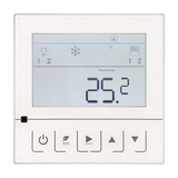 Kezelő hőérzékelő terem Modbus 5érintőgombbal 0-50°C IP20 LCR Touch temp LCD 4DI RS485 Thermokon