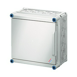 Üres elosztószekrény zsanéros falonkívüli műanyag fedél 300mm x 300mm x 182mm IP65 Mi 0221 Hensel