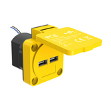 USB-töltődugalj csapófedeles dupla IP54 2-ki 4200mA-max. 5V beépített sárga PCE