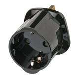 Utazó adapter GB(G)->DIN(F) olvadóbetéttel fekete 13A 250V LECTRA