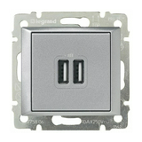 Valena USB töltőaljzat A+A 2/ki 2400mA-max. 5V süllyesztett alumínium LEGRAND