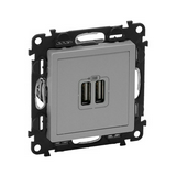 ValenaLife USB töltőaljzat A+A 2/ki 2400mA-max. 5V süllyesztett alumínium LEGRAND