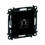 ValenaLife USB töltőaljzat A+A 2/ki 3000mA-max. 5V süllyesztett fekete LEGRAND