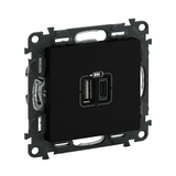 ValenaLife USB töltőaljzat A+C 2/ki 3000mA-max. 5V süllyesztett fekete LEGRAND