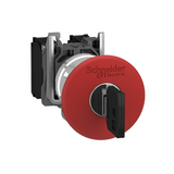 Vészgomba-nyomó komplett d22 1ny 1z falonkívüli 40mm-fej kulcs-nyugtázás Harmony XB4 Schneider