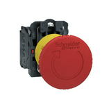 Vészgomba-nyomó komplett d22 1ny süllyesztett 40mm-fej fordító nyugtázás Harmony XB5 Schneider