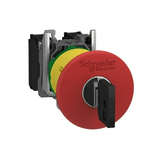Vészgomba-nyomó komplett d22 1ny süllyesztett 40mm-fej kulcs-nyugtázás IP66 Harmony XB5 Schneider