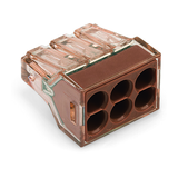 Vezetékösszekötő átlátszó 6-pólus 1.5-4mm2 32A 400V barna WAGO